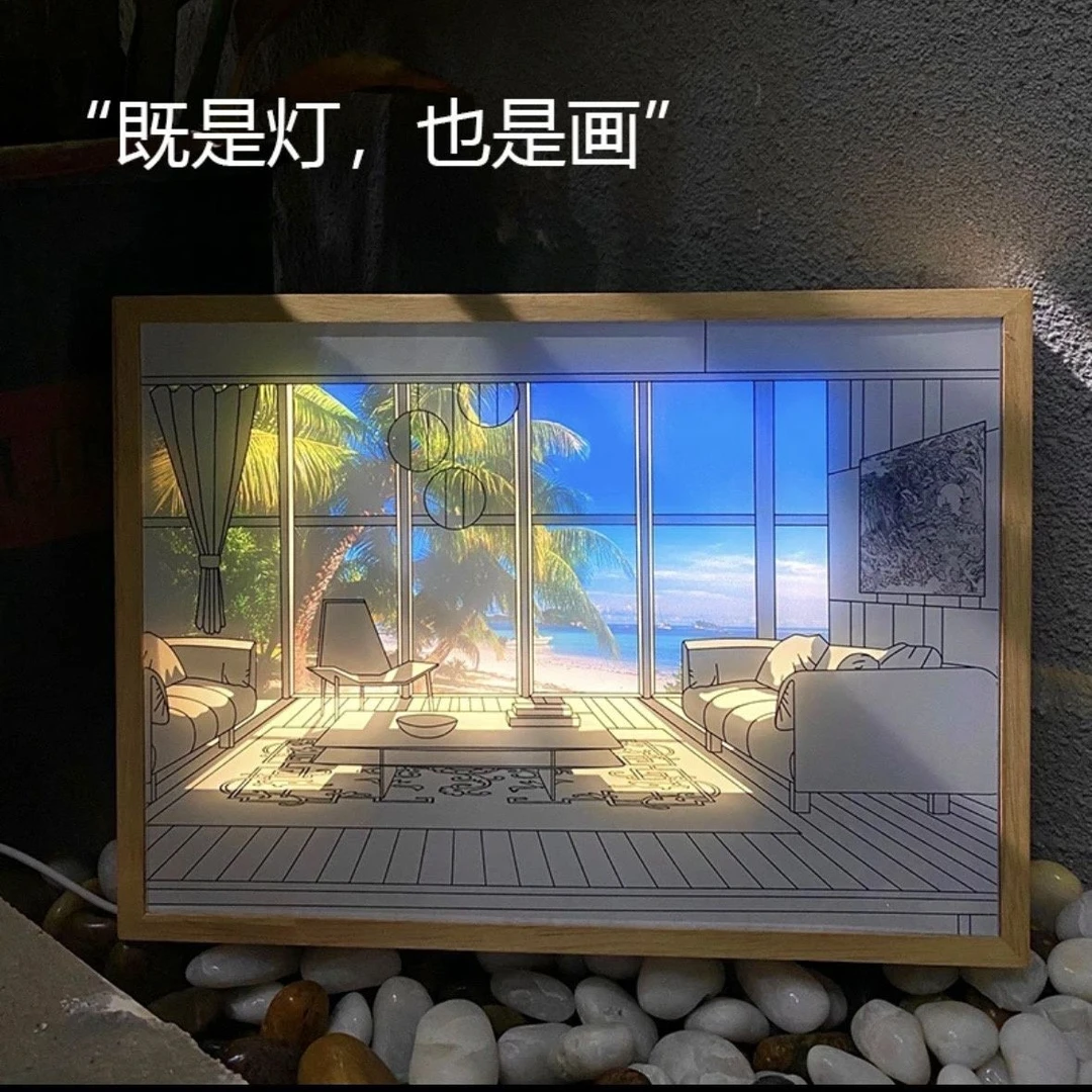 ins灯光画创意装饰画房间桌面室内温馨客厅现代简约治愈大号挂画