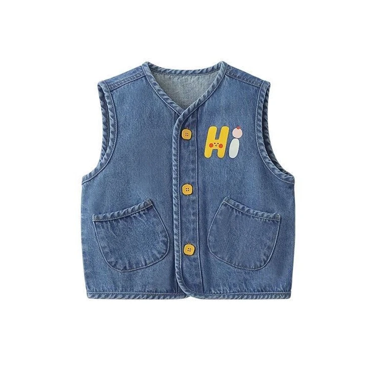 小童春秋马甲2025新款男童女童洋气牛仔马夹婴儿童坎肩无袖外套