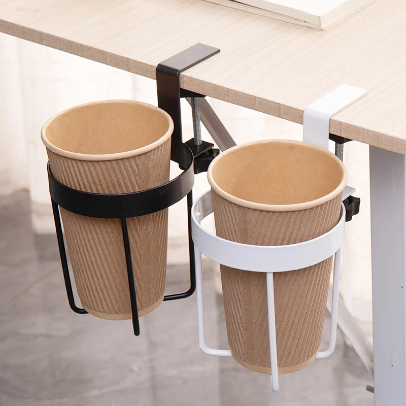 办公室水杯专用置物架杯托桌边固定杯架悬挂式杯夹置物架上铺杯夹
