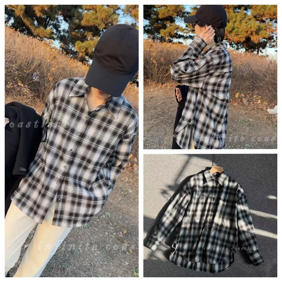 无垠海岸【黑白格子】衬衫