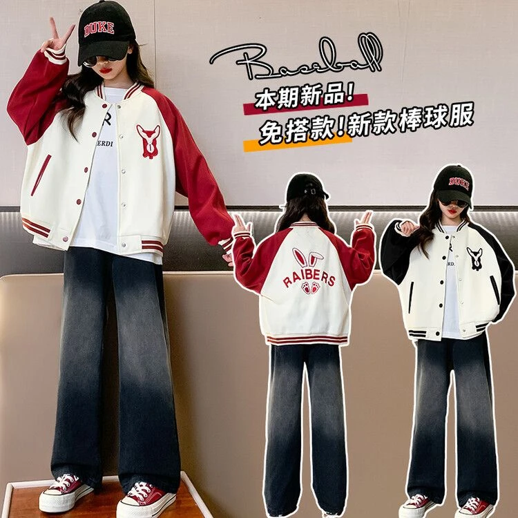 LCZBX【外套】女童兔子绣花棒球服外套C306