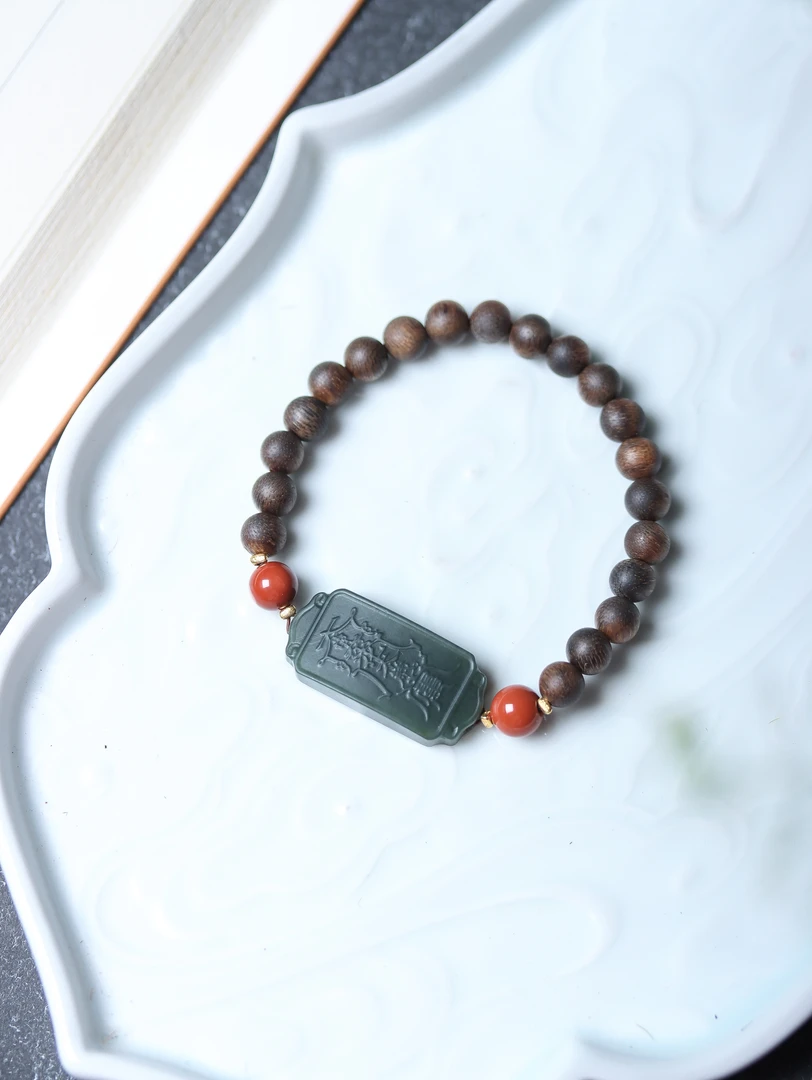 沉香【青墨】绿棋6MM太太单圈手串