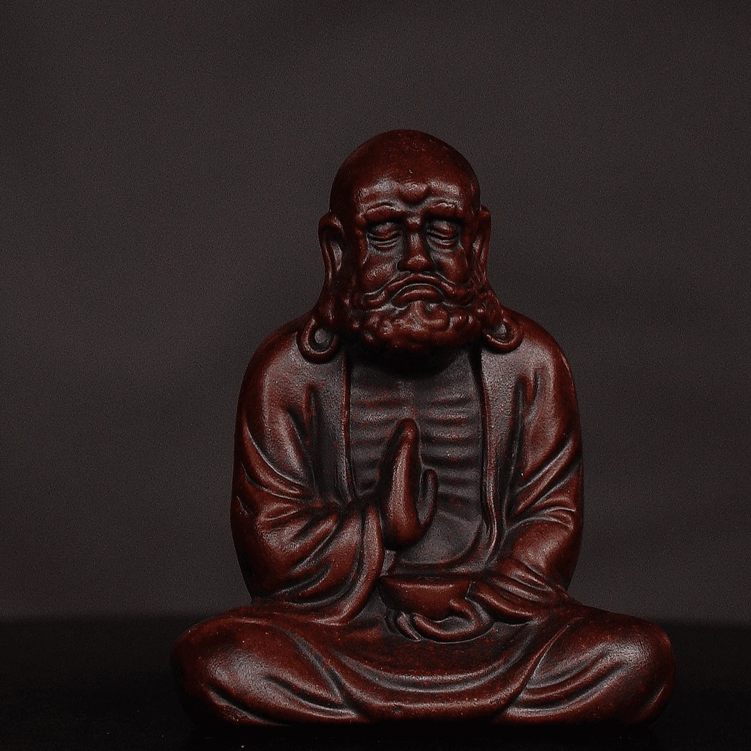 宜兴紫砂茶宠紫插香达摩