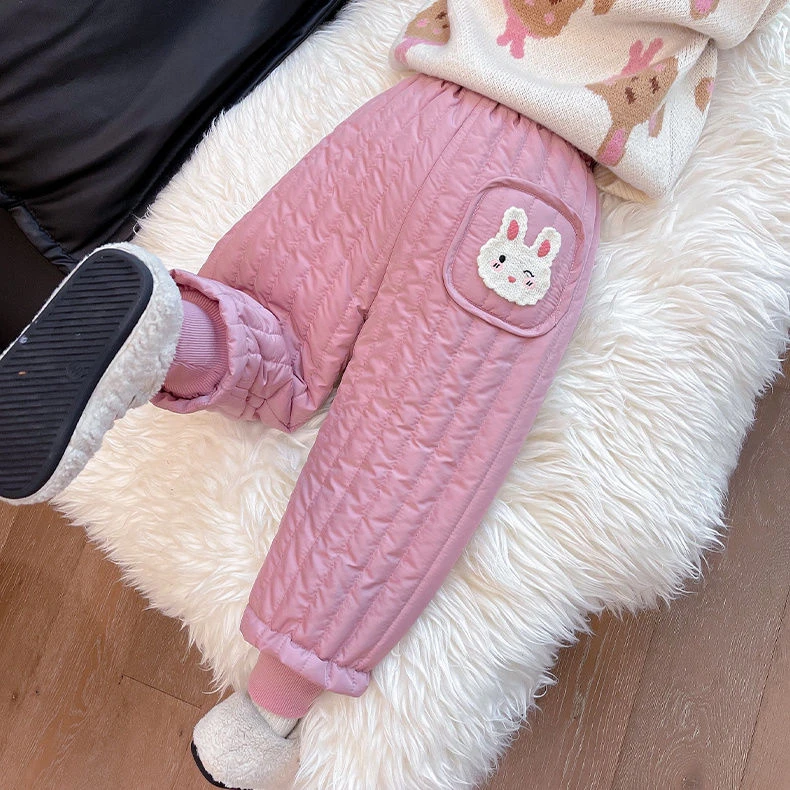 女童棉裤秋冬款2023新款保暖加厚冬季宝宝小童外穿冬装裤子儿童装