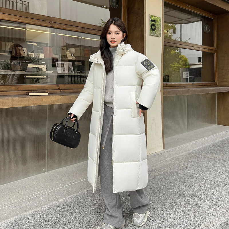 2024冬季新款棉服女时尚加厚中长款棉衣宽松连帽保暖棉袄外套