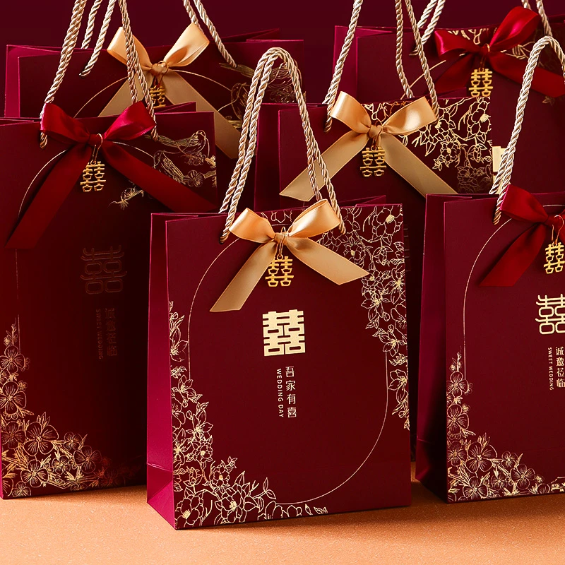 结婚专用喜糖手提袋子订婚伴手礼盒喜糖盒婚礼糖果盒礼品包装