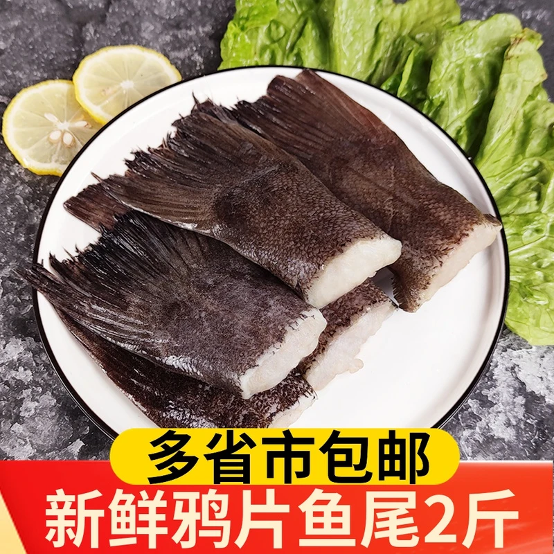 新鲜深海鸦片鱼尾冷冻蝶鱼尾水产海鲜比目鱼尾鲽鱼尾2斤商用批发