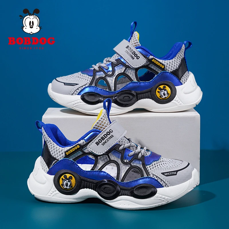 巴布豆鞋子儿童镂空运动鞋夏季男童透气网面小学生中大童跑步鞋子