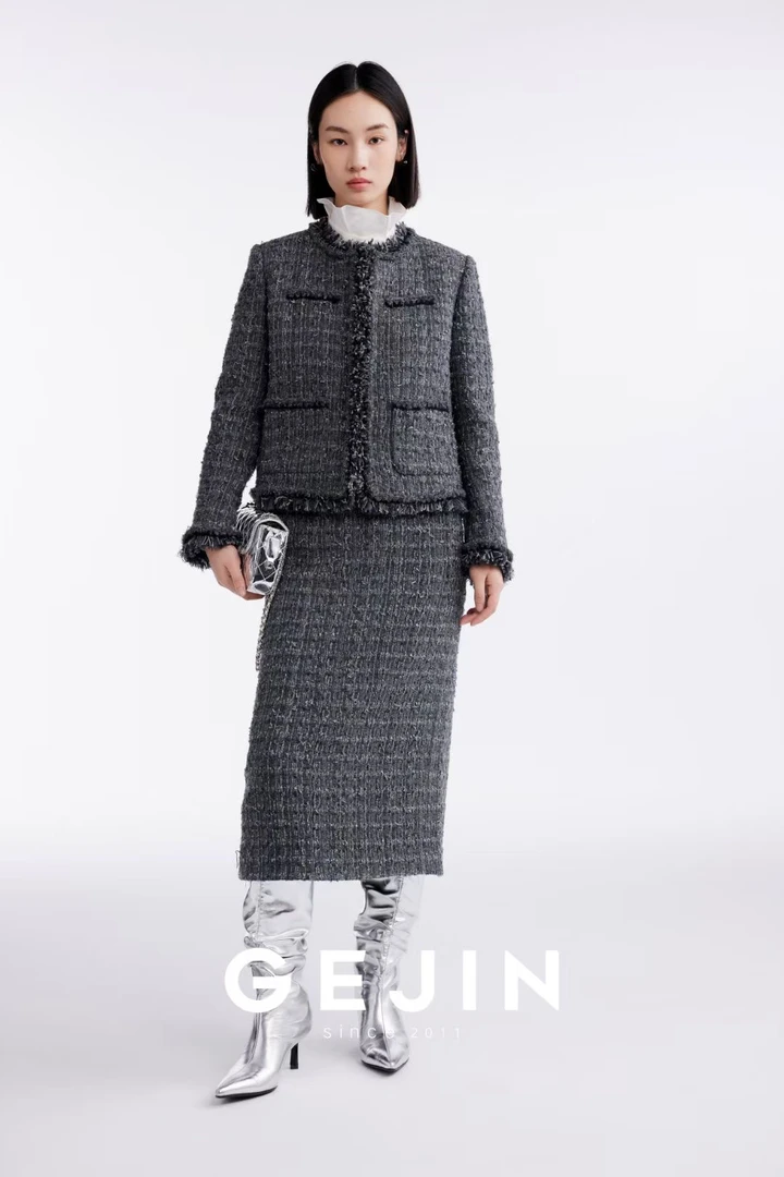 GEJIN/歌锦2024冬季新款轻奢时尚精致百搭香风半裙94124931072