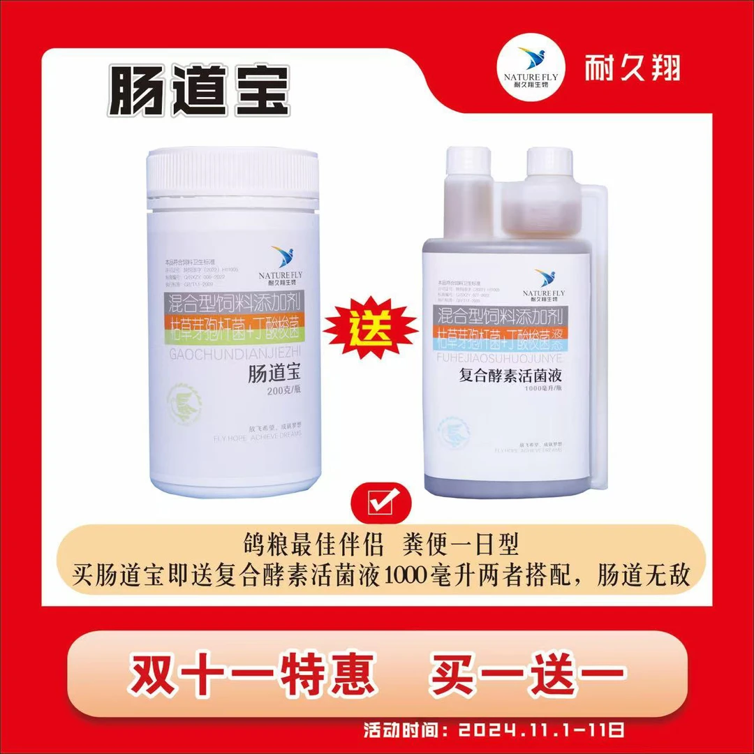 耐久翔双十一特惠肠道宝200克赠复合酵素活菌液鸽子用品