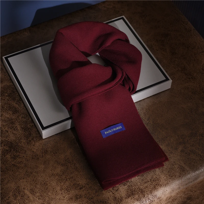 100纯羊毛围巾男女同款纯色围脖冬季保暖百搭送礼精美礼盒装高档