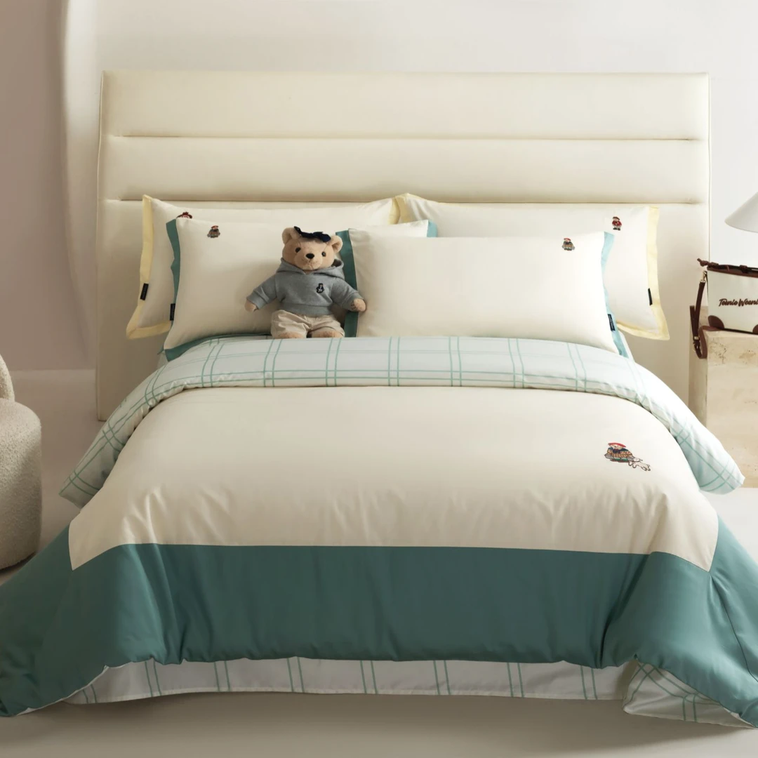 TeenieWeenie小熊A类新疆长绒棉刺绣四件套数码印花宿舍床单被套