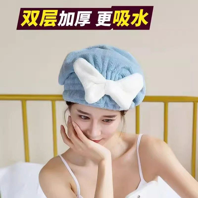 新款蝴蝶结干发帽女超强吸水速干洗澡浴帽成人可爱加厚超厚干发巾