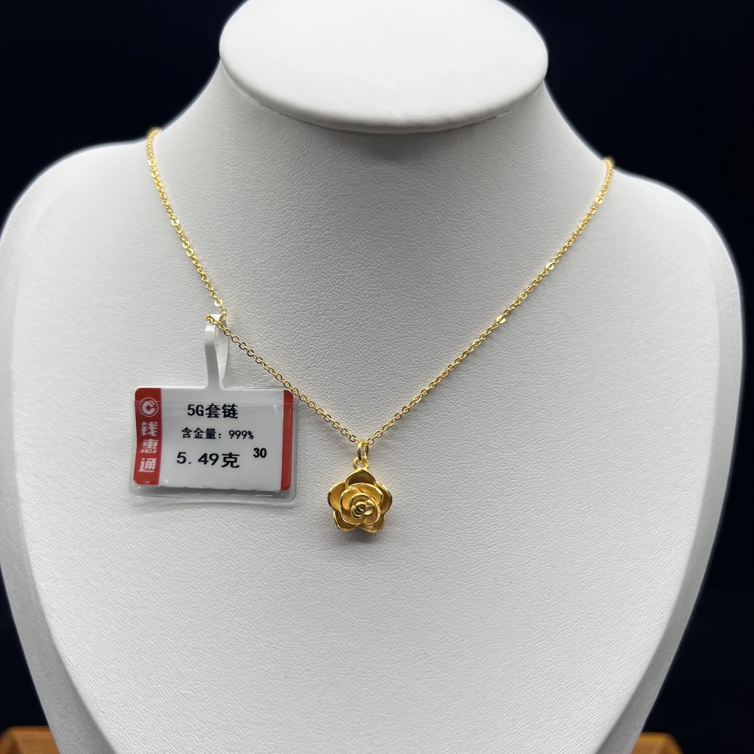 【钱惠通珠宝】足金5g玫瑰花套链