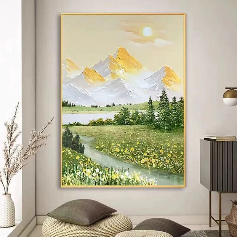 背靠金山油画餐厅花沙发背景墙装饰挂画玄关书房画现代装饰画简约