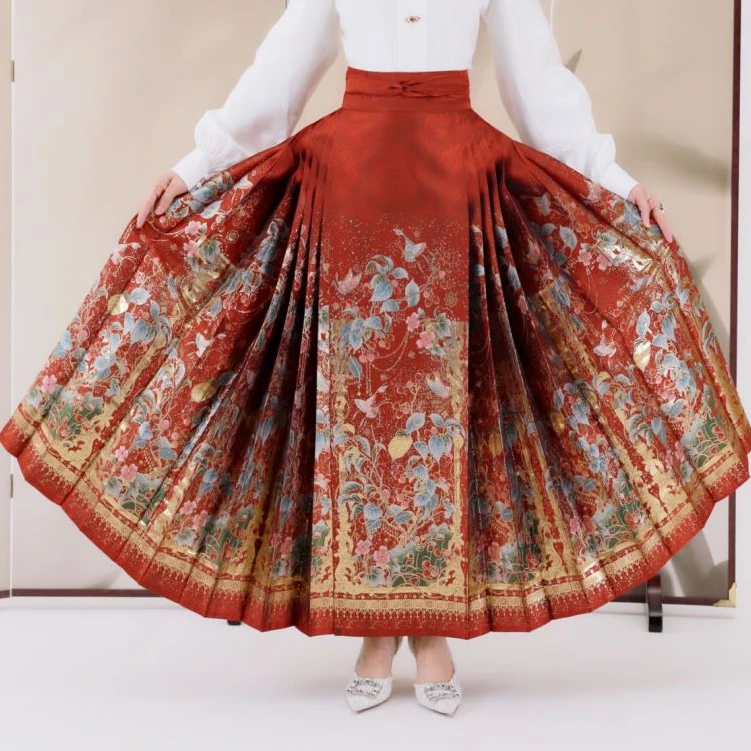 洛如嫣【如梦芳华】马面裙古风中国风民族风汉元素百褶红色传统日常
