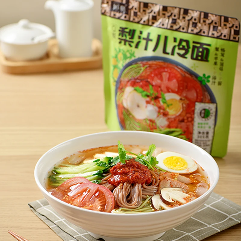 十六膳 梨汁冷面305g/袋*5袋即食秘制荞麦菠菜冷面 梨汁