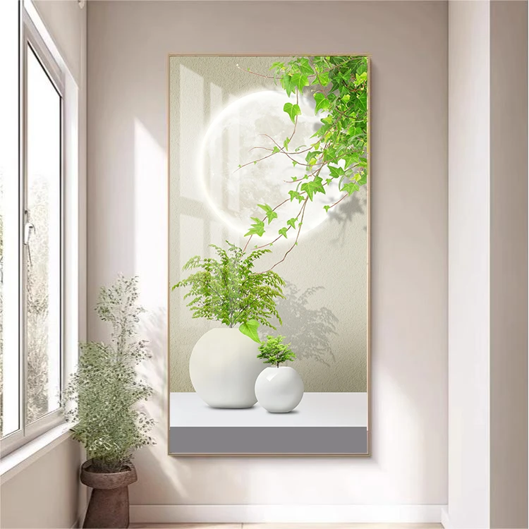 装饰画植物挂画客厅背景墙入户现代简约晶瓷挂画客厅背景墙X545-5