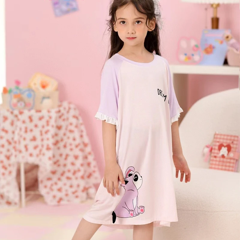 【多肉葡萄】女宝雅赛尔短袖睡裙儿童夏季卡通可爱睡裙2679