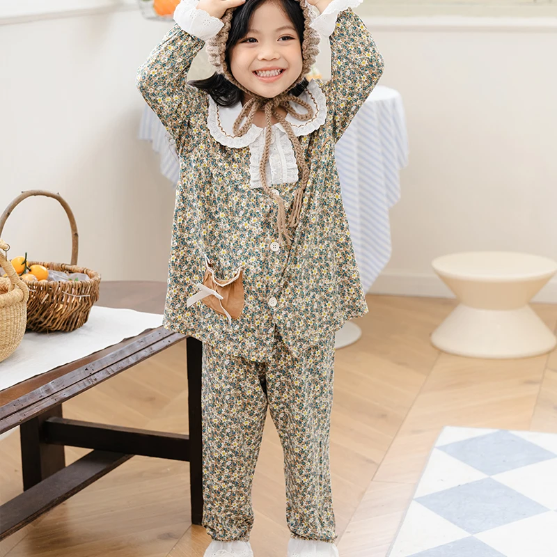 【秋日】女童秋新款莱卡棉家居服套装儿童家居服睡衣长袖3980秋冬