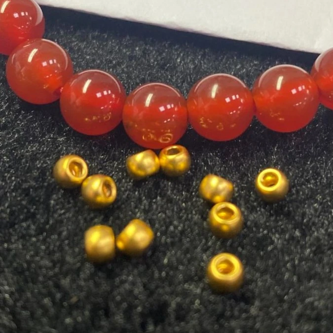 足金999卡3古法金珠10颗十全十美手串（红 玛 瑙）@@A002-10