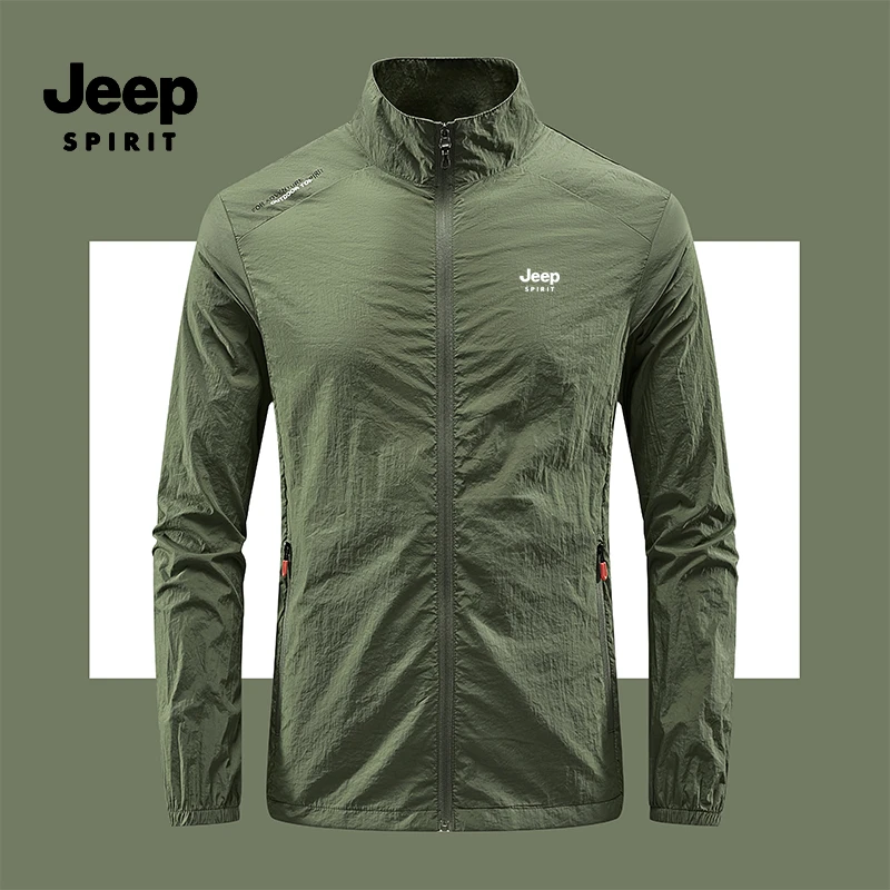 JEEPSPIRIT吉普夏季轻薄防晒衣男吸汗快干皮肤衣男薄款防晒风衣男
