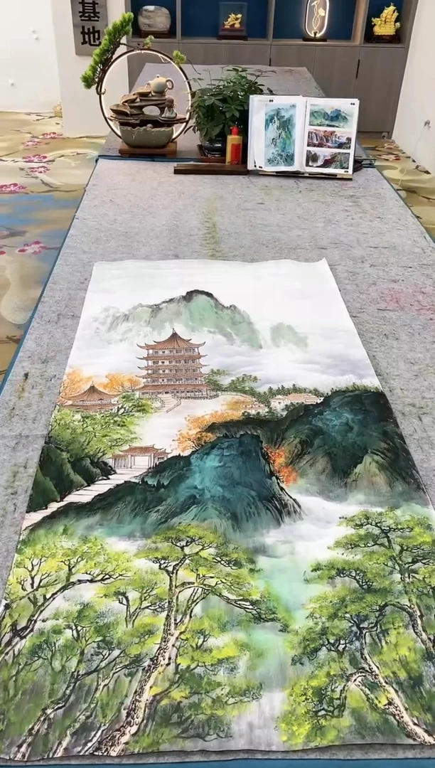 【闪购商品】绘画吴瑞君-现场创作四尺山水/无框/Y065