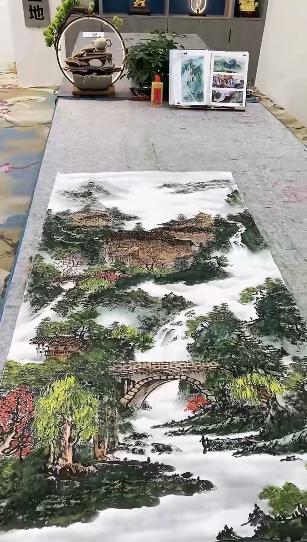 【闪购商品】绘画吴瑞君-现场创作四尺山水/无框/Y068