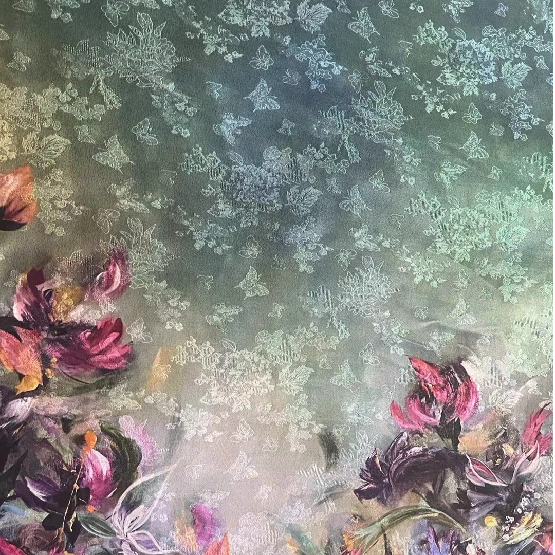【蝶乱花间定位花】一百丝香云纱面料新中式风格布料