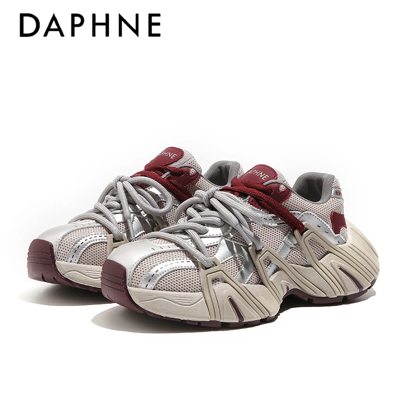 Daphne/达芙妮琥珀流光运动风老爹鞋2025秋透气百搭厚底增高女鞋