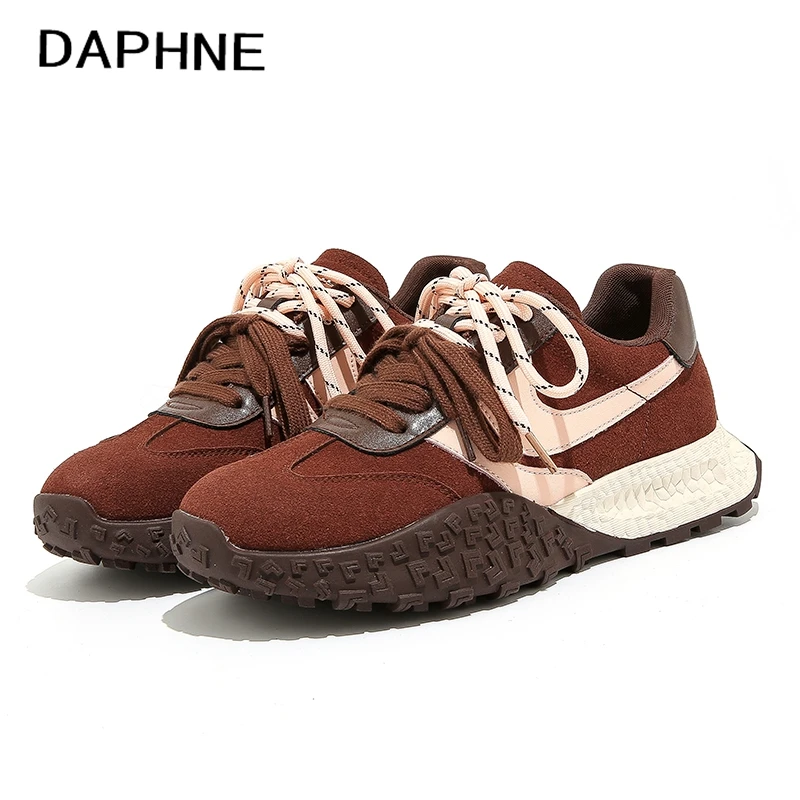 Daphne/达芙妮时尚百搭拼色休闲鞋2025秋冬新款潮流厚底阿甘女鞋