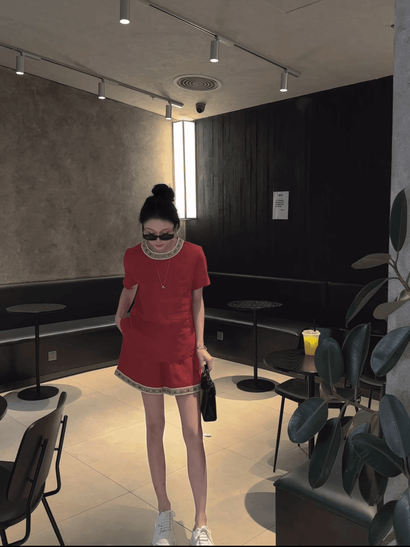 【深圳南油】夏季新款亚麻面料显瘦时尚百搭套装气质