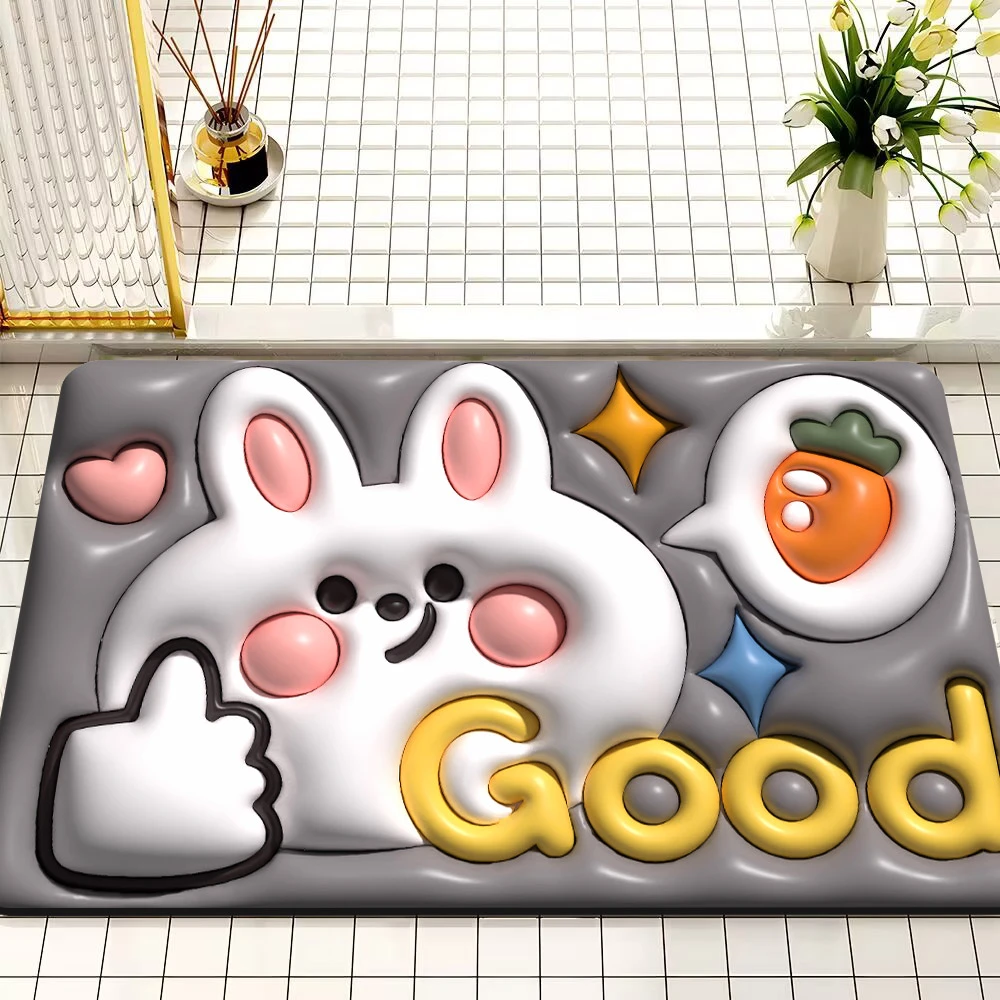 卡通地垫（软硅藻同级别）3D印刷脚垫方形入户脚垫入户门口地毯