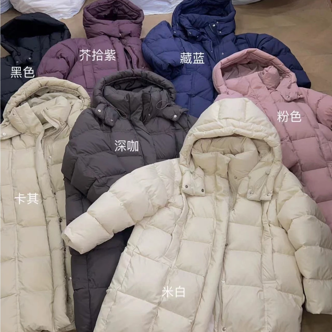 【295克新国标90白鸭绒】女士加厚中长款连帽保暖羽绒服