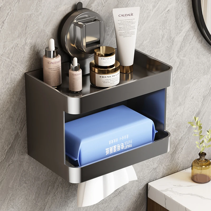 优勤吸盘卫生间纸巾盒厕所卫生纸厕纸盒免打孔壁挂抽纸卷纸置物架