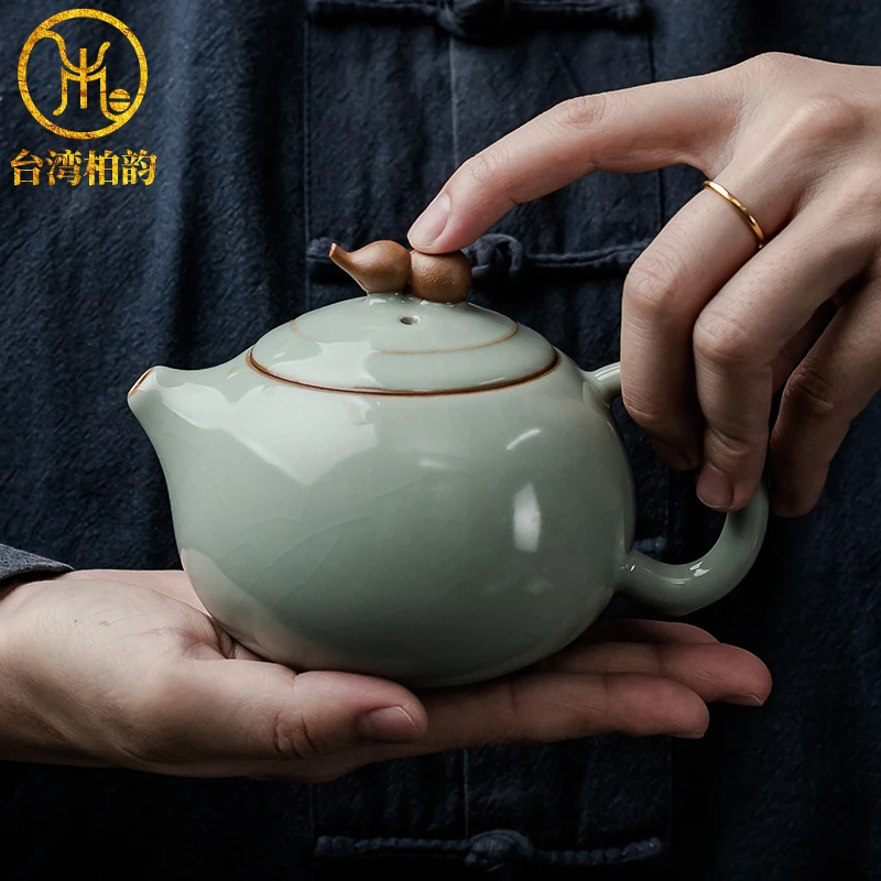 柏韵邱卫国24年新品西施福汝窑茶壶汝瓷开片可养冰裂纹茶具泡茶壶