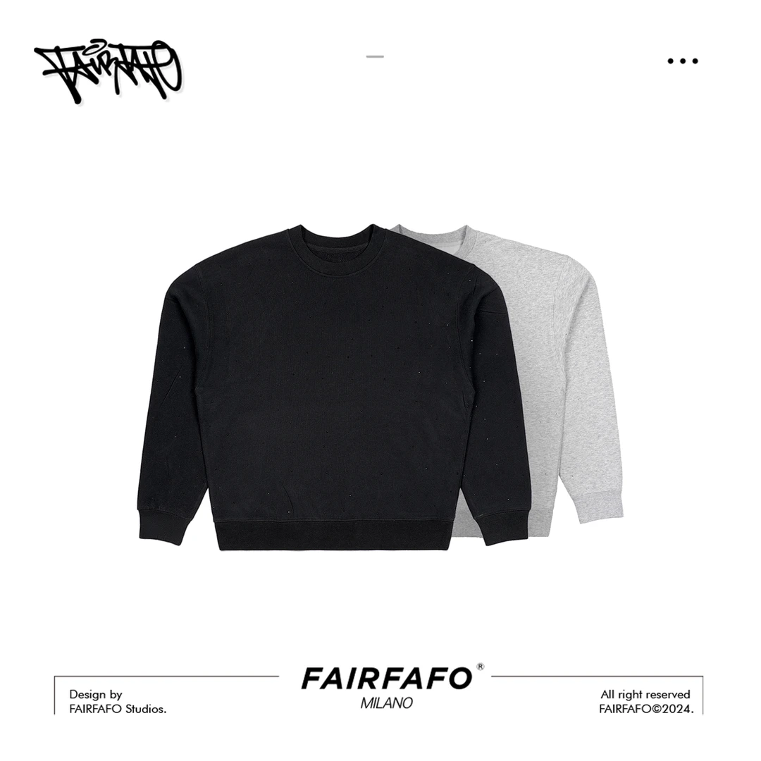 FAIRFAFO林肉肉【烫钻】时尚休闲宽松百搭圆领长袖卫衣 WYRP41043