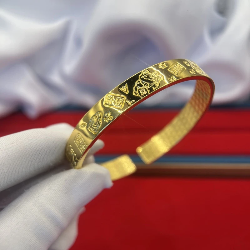 千璐足银手镯 P3120卡8亮面吉言招财猫手镯欧若风