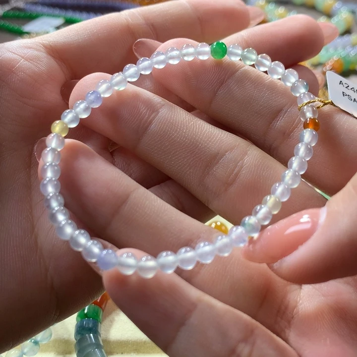 翡翠手链未镶嵌卡4小幻彩白冰