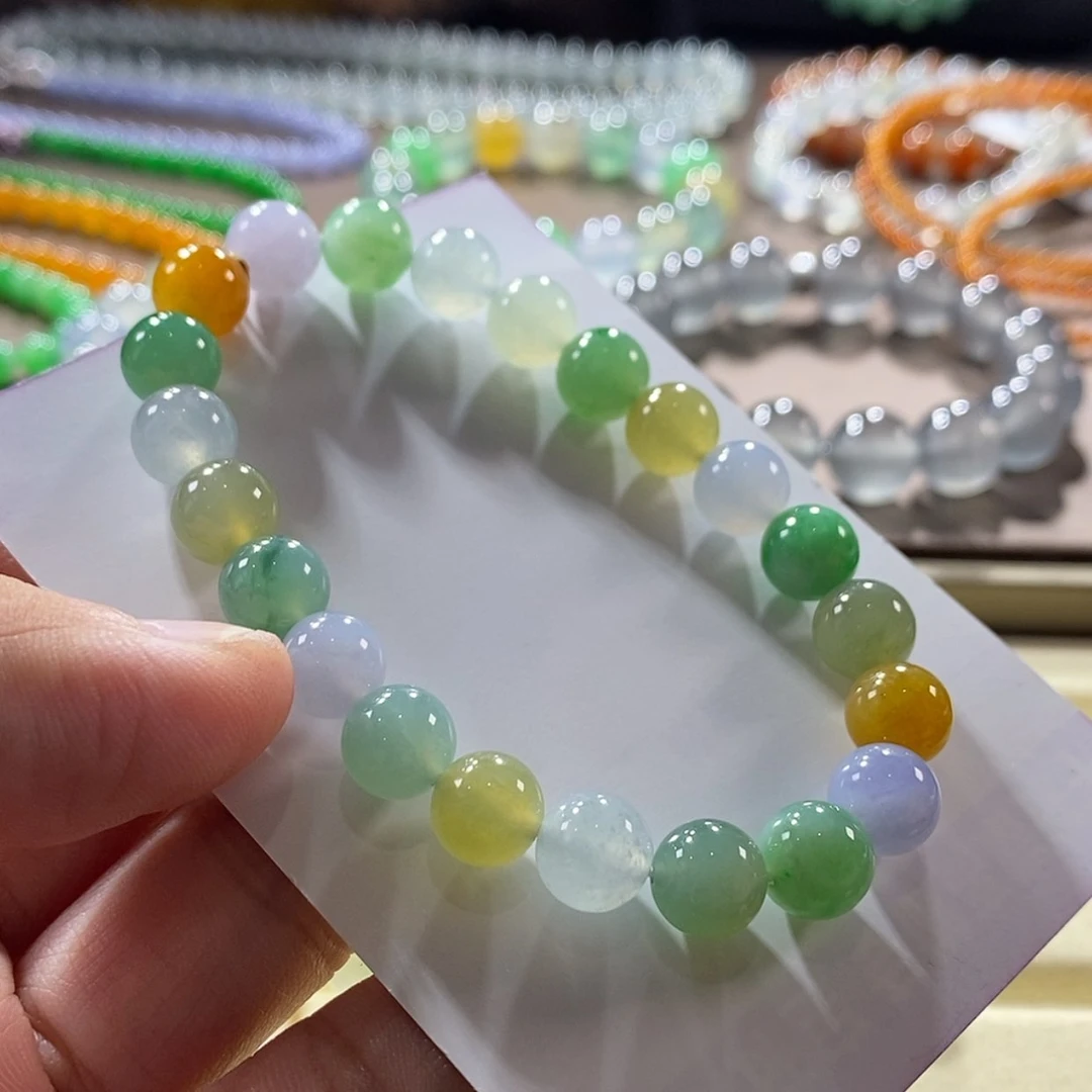 【闪购商品】翡翠手链未镶嵌卡8.2多宝手串