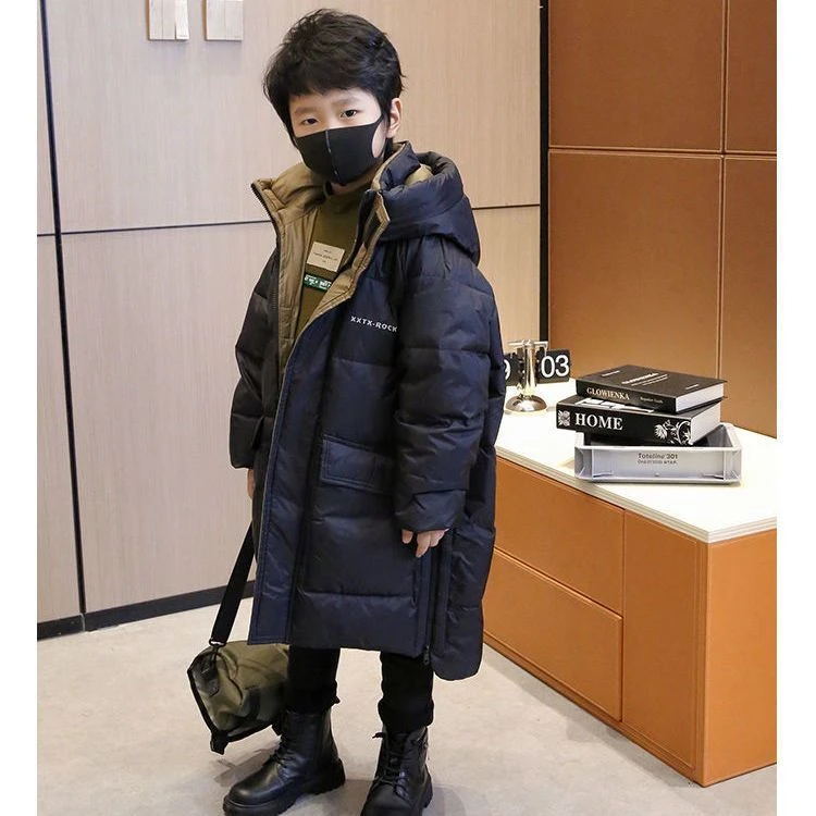 男童棉衣2024冬季新款儿童中长款洋气炸街加厚宝宝大童羽
