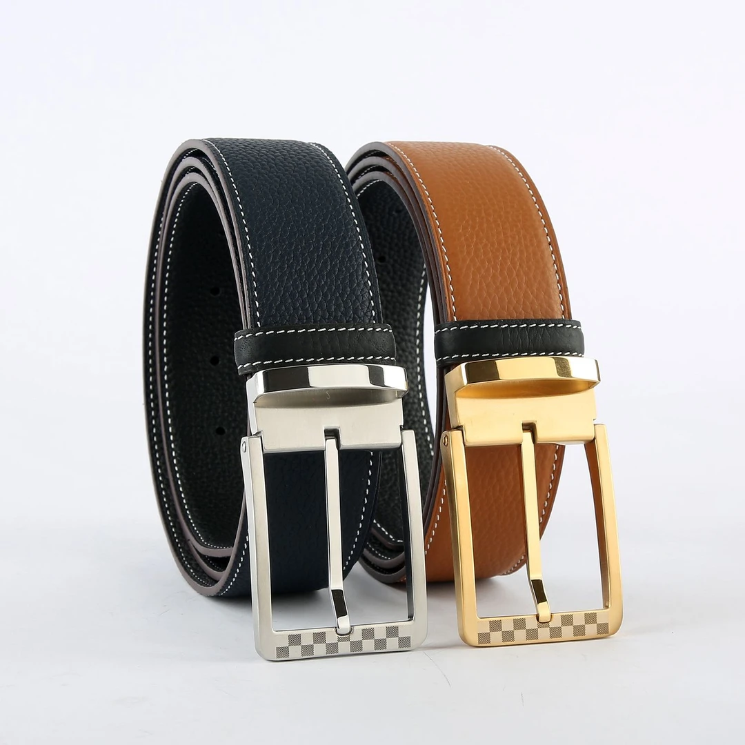不锈钢针扣3.8高档双面头层牛皮真牛皮皮带时尚商务腰带男款百搭