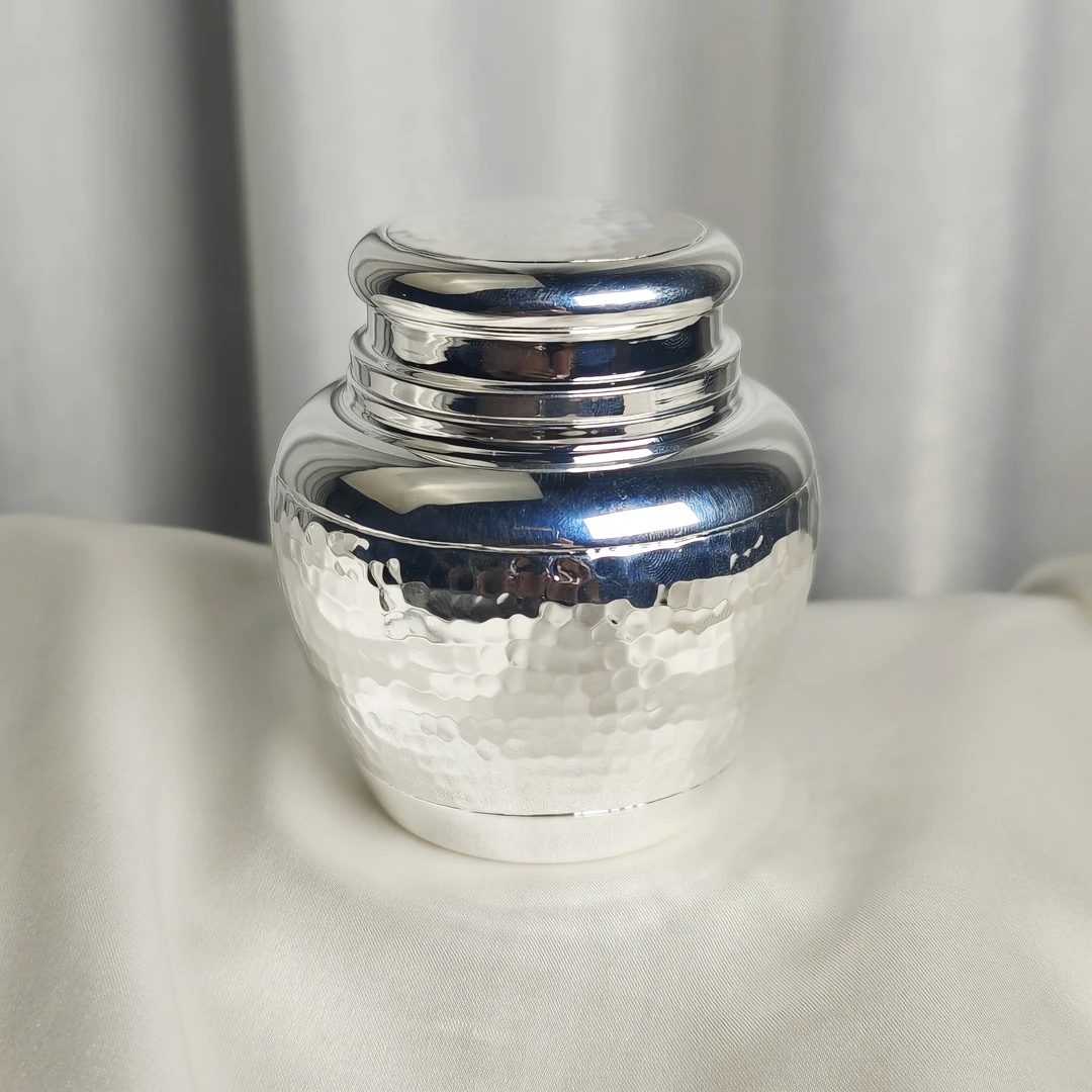 清货-手工锤纹银999茶叶罐