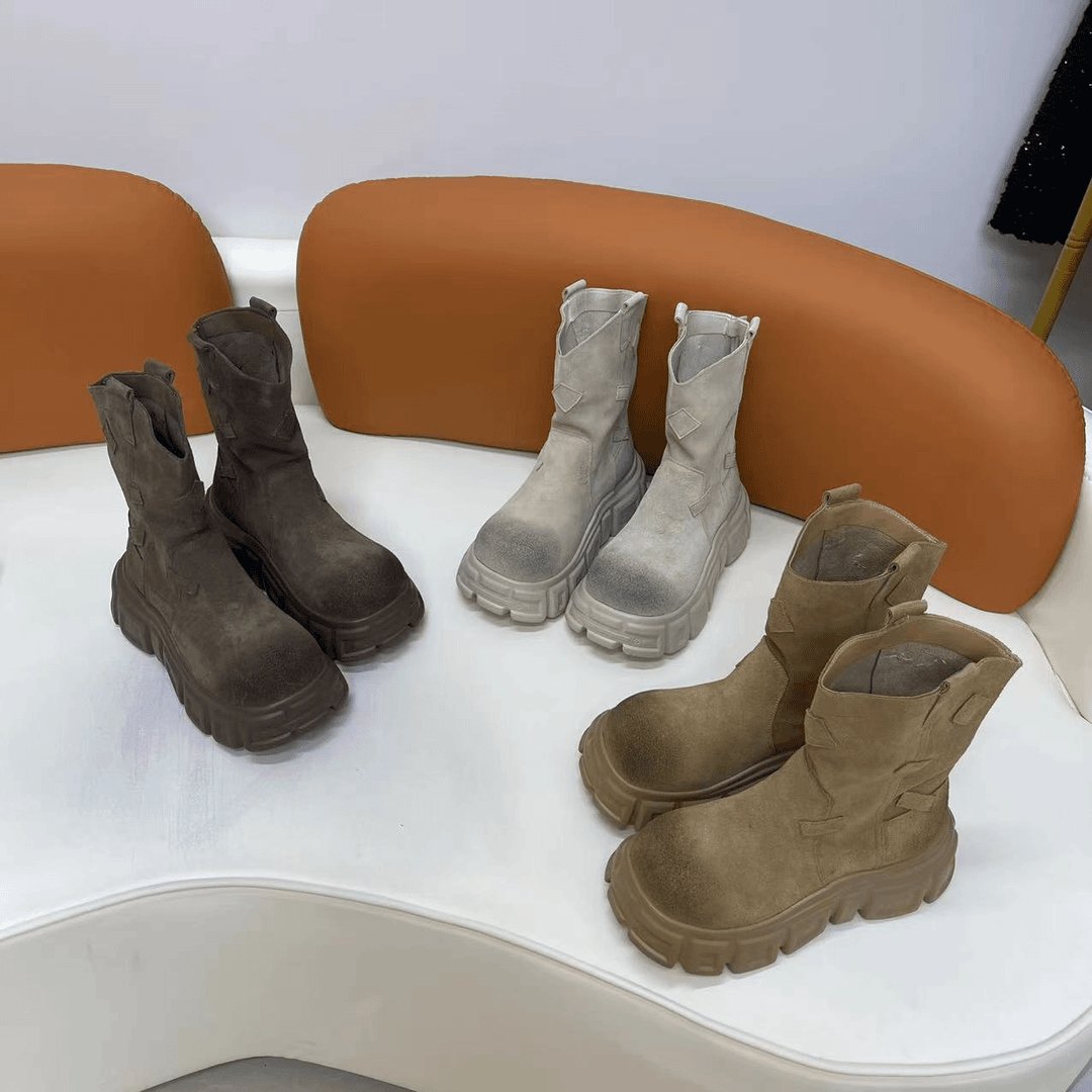 《唐宁街》乞丐靴英伦风厚底时尚休闲百搭真皮复古中筒高帮韩版