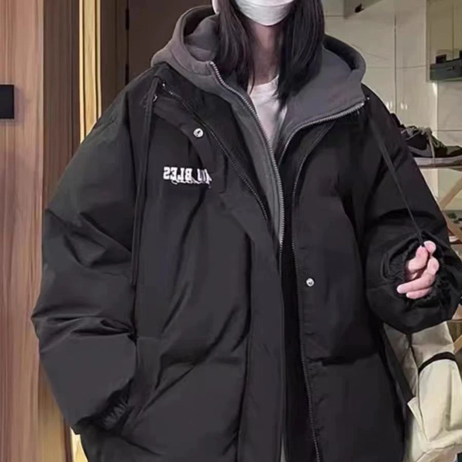波司澄羽绒服美式高街oversize棉服女冬季新款学生假两件加厚棉衣