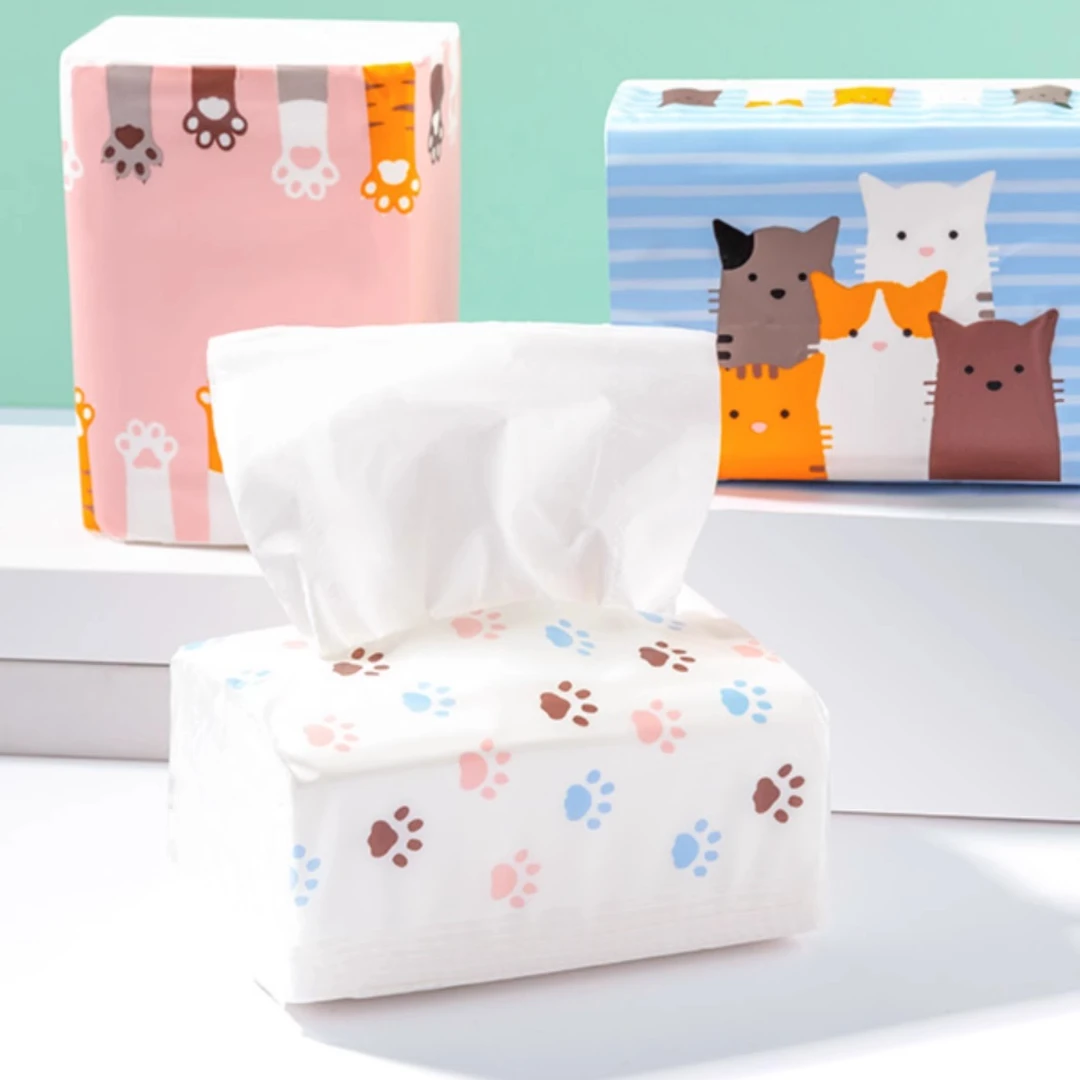 MINISO名创优品可爱卡通猫咪手抽纸巾小包抽纸便携式纸巾120抽3包