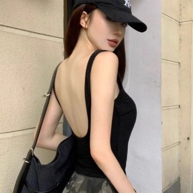 u型美背文胸一体内搭打底带胸垫上衣美式露背吊带小背心女夏外穿