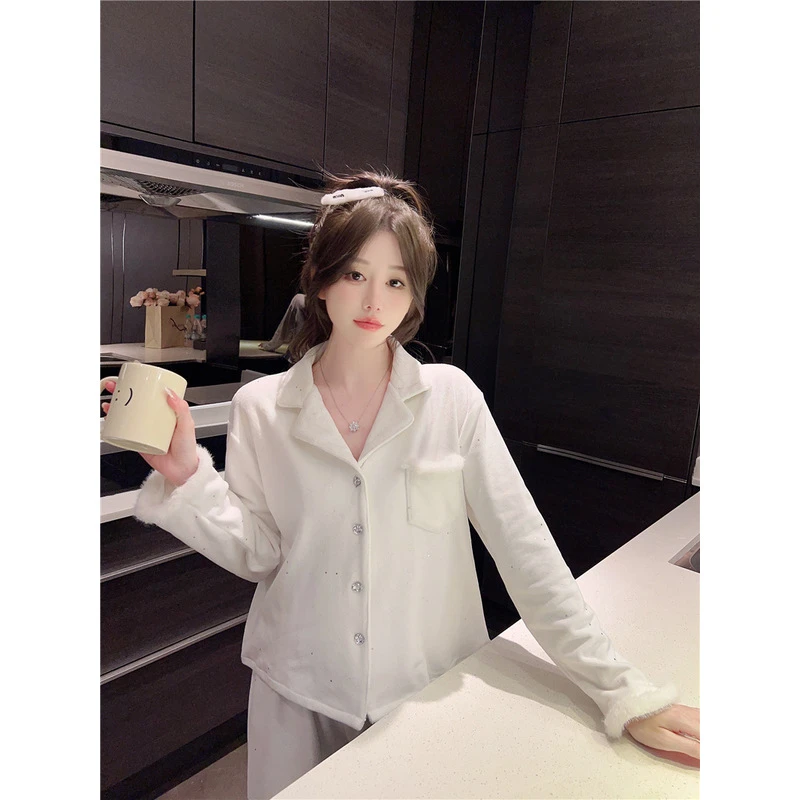 双面绒睡衣女冬季高级感满天星海岛绒加厚保暖网红风家居服可外穿