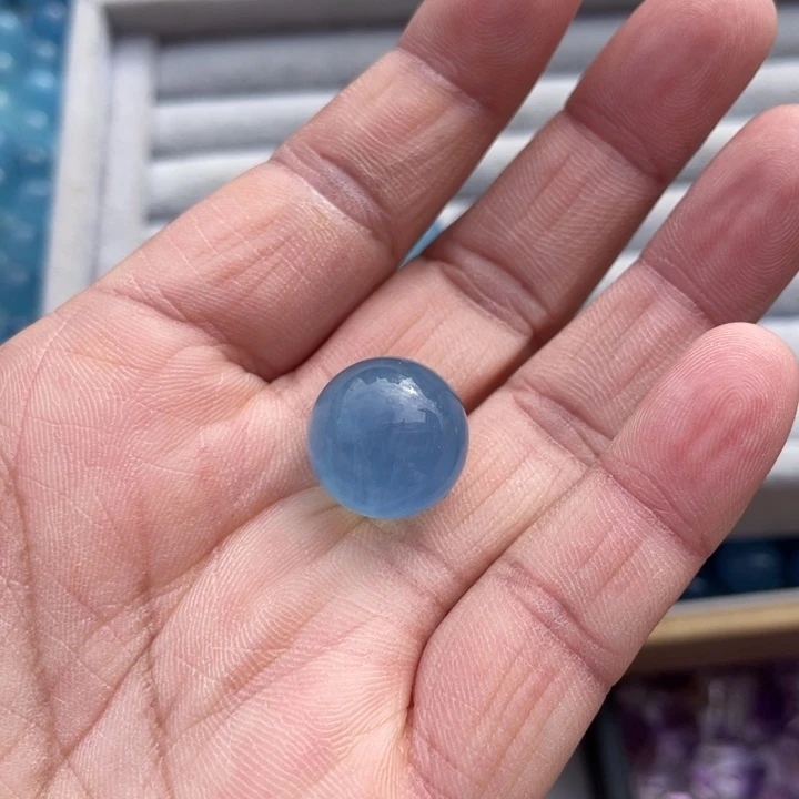 水晶单株未镶嵌小**?天然水晶海蓝宝单珠微瑕