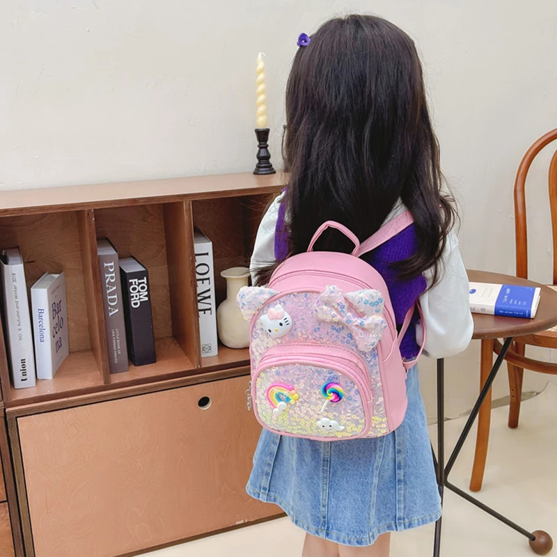 女孩双肩包包可爱女童亮片小书包卡通学前班小班背包1-3岁包